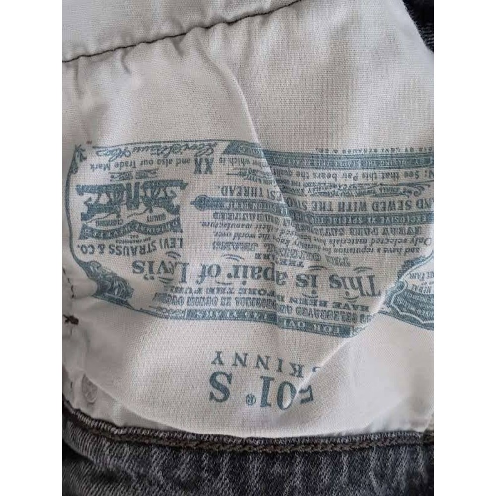 Levi's 501 Skinny Jeans Gray Black High Rise Raw Hem 26x29 - Picture 9 of 13